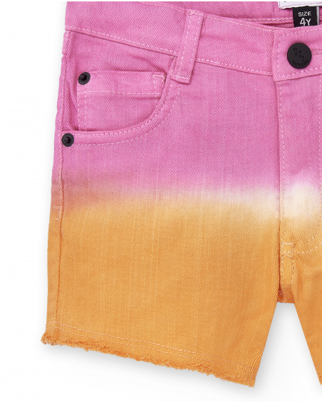 Short en jean rose orange pour fille Collection Sunday Brunch