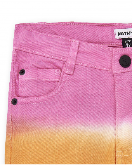 Short en jean rose orange pour fille Collection Sunday Brunch