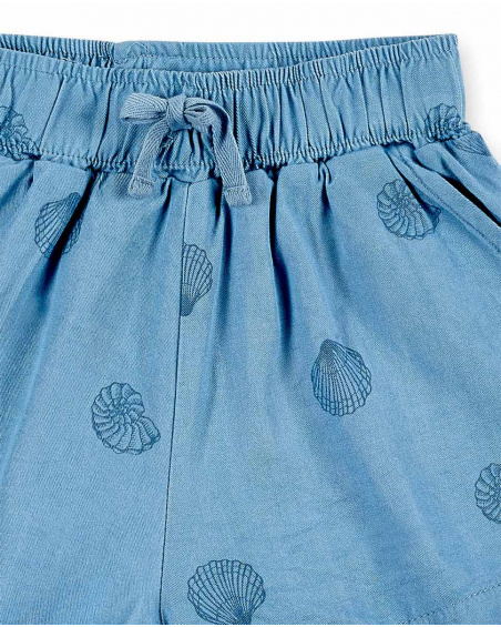 Short fille en maille bleu indigo Collection Island Life