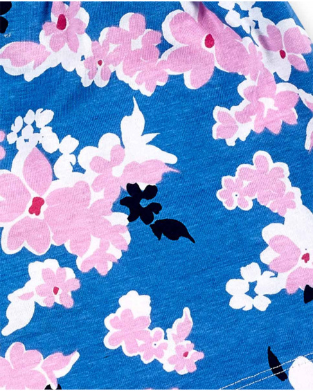 Short fille bleu en maille fleurie Collection Carnet De Voyage