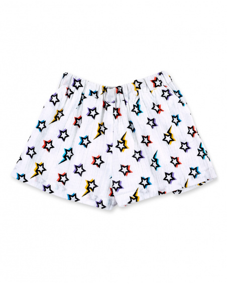 Short fille en maille blanc Collection Summer Vibes