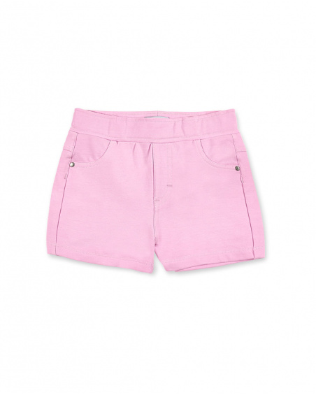 Short droit fille rose en maille Collection Basics Girl