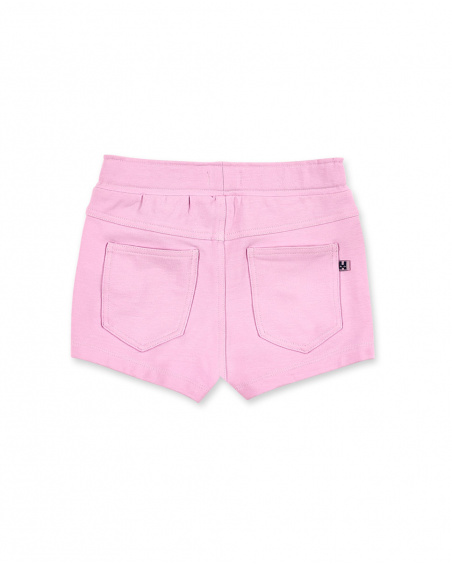 Short droit fille rose en maille Collection Basics Girl