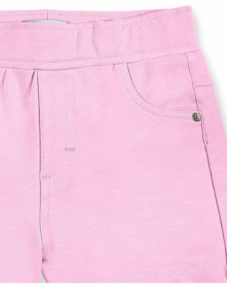 Short droit fille rose en maille Collection Basics Girl