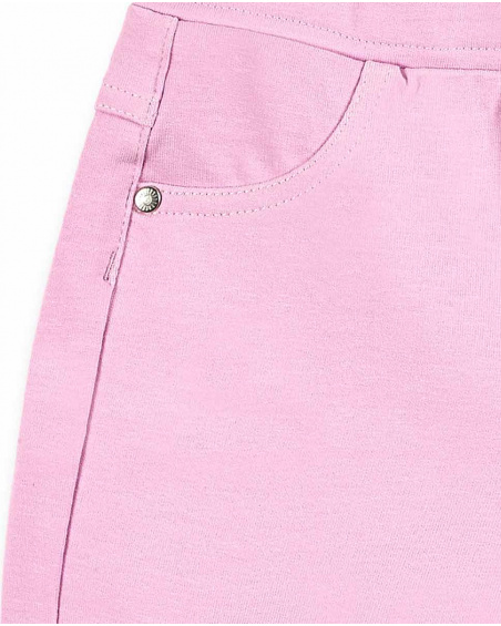 Short droit fille rose en maille Collection Basics Girl
