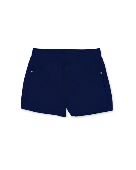 Short droit fille en maille marine Collection Basics Girl Short droit fille en maille marine Collection Basics Girl