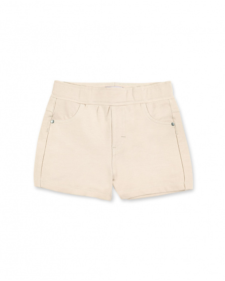 Short droit fille en maille beige Collection Basics Girl Short droit fille en maille beige Collection Basics Girl