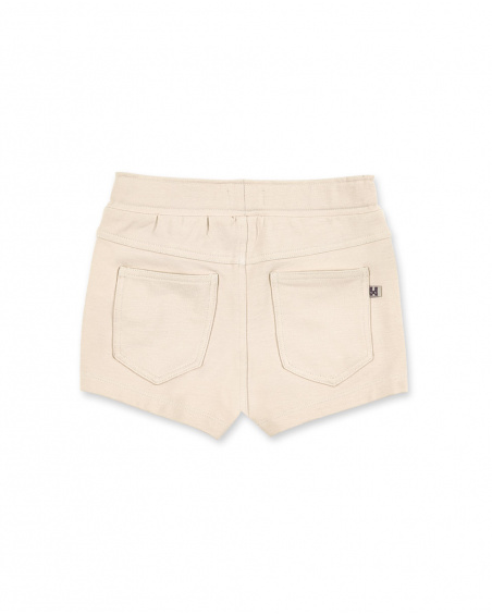 Short droit fille en maille beige Collection Basics Girl Short droit fille en maille beige Collection Basics Girl