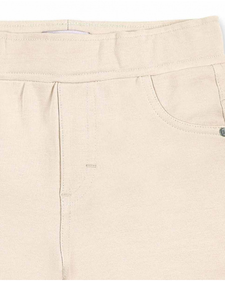 Short droit fille en maille beige Collection Basics Girl Short droit fille en maille beige Collection Basics Girl
