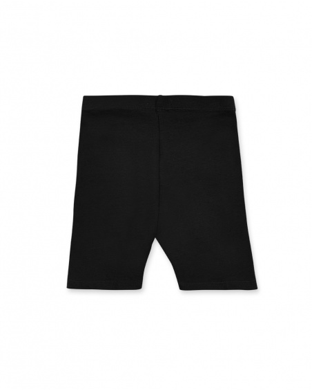 Legging cycliste fille noir en maille Collection Basics Girl