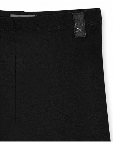 Legging cycliste fille noir en maille Collection Basics Girl