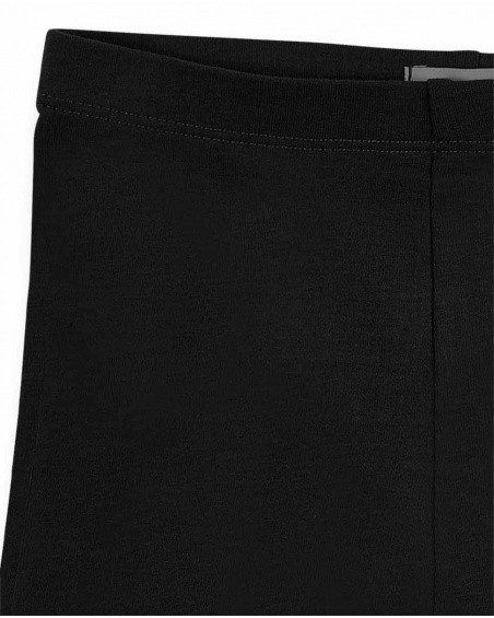Legging cycliste fille noir en maille Collection Basics Girl