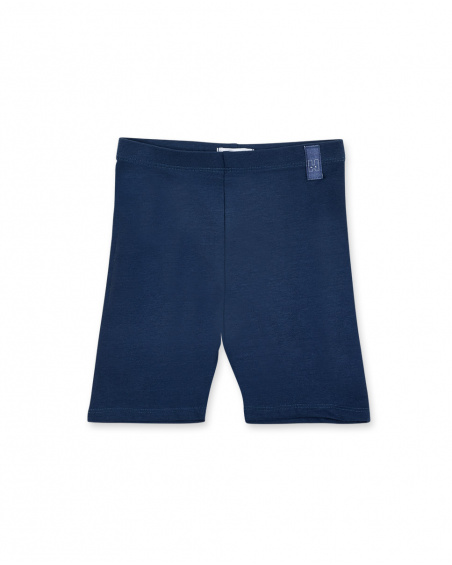 Legging cycliste fille en maille marine Collection Basics Girl