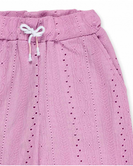 Pantalon en maille rose fille Collection Carnet De Voyage