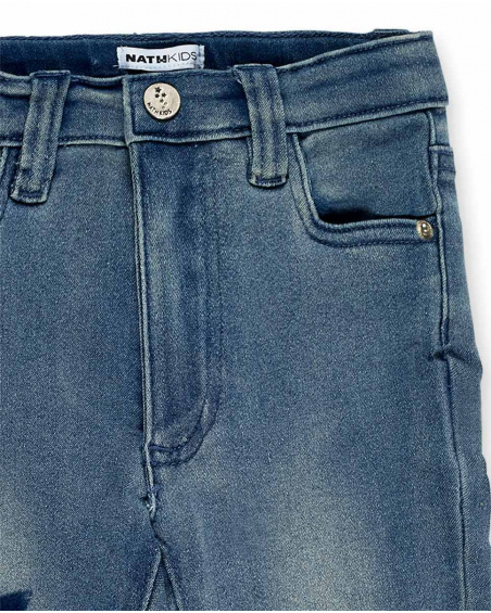 Pantalon en jean bleu fille Collection Summer Vibes