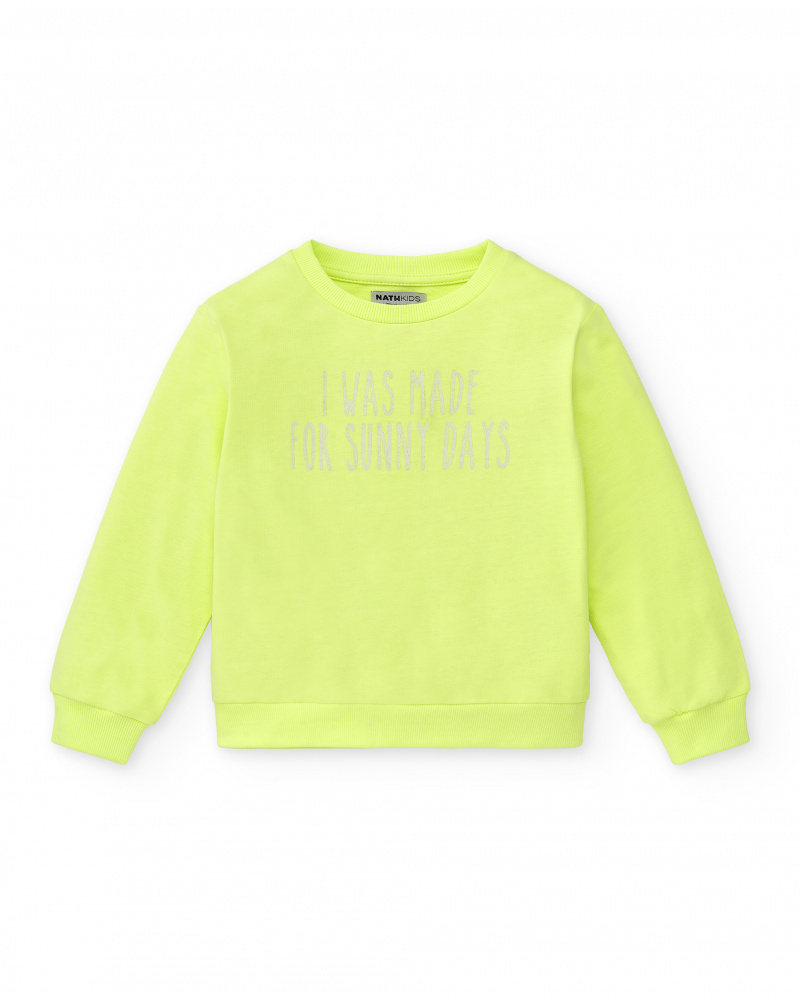 Sweat fille en maille vert Collection Neon Jungle