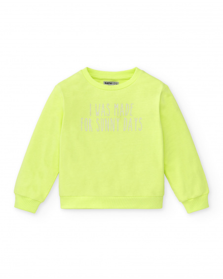 Sweat fille en maille vert Collection Neon Jungle