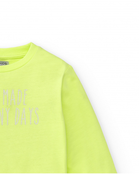 Sweat fille en maille vert Collection Neon Jungle