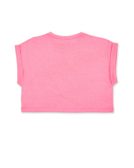 T-shirt fille en maille rose Collection Neon Jungle