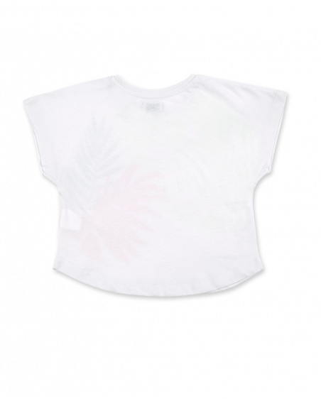 T-shirt fille en maille blanc Collection Neon Jungle