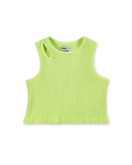 T-shirt fille en maille vert Collection Neon Jungle