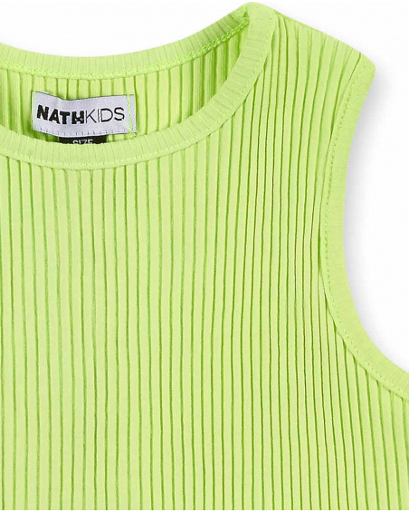 T-shirt fille en maille vert Collection Neon Jungle