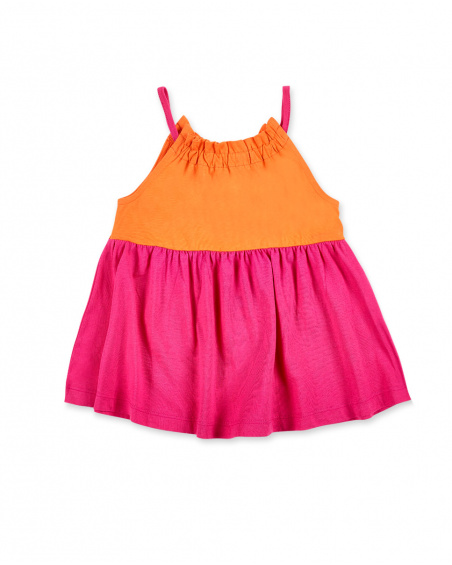 T-shirt fille en maille orange fuchsia Collection Sunday Brunch