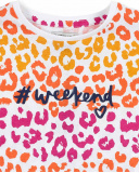 T-shirt fille blanc en maille imprimé animalier Collection T-shirt fille blanc en maille imprimé animalier Collection