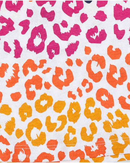 T-shirt fille blanc en maille imprimé animalier Collection