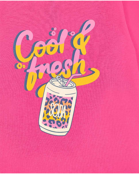 T-shirt fille fuchsia en maille Collection Sunday Brunch
