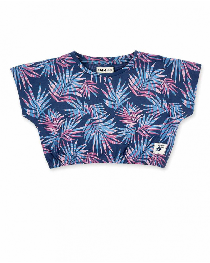 T-shirt court en maille marine fille Collection California Chill