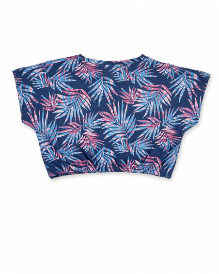 T-shirt court en maille marine fille Collection California Chill