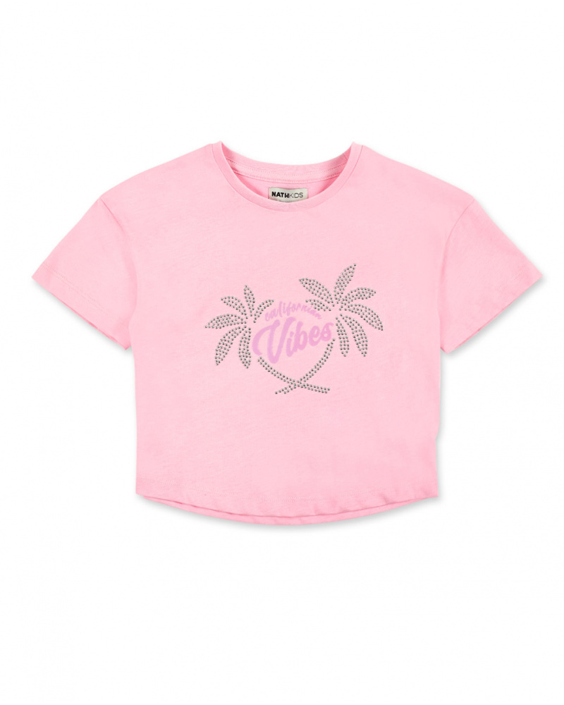 T-shirt fille en maille rose Collection California Chill