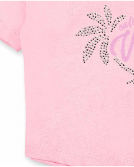 T-shirt fille en maille rose Collection California Chill