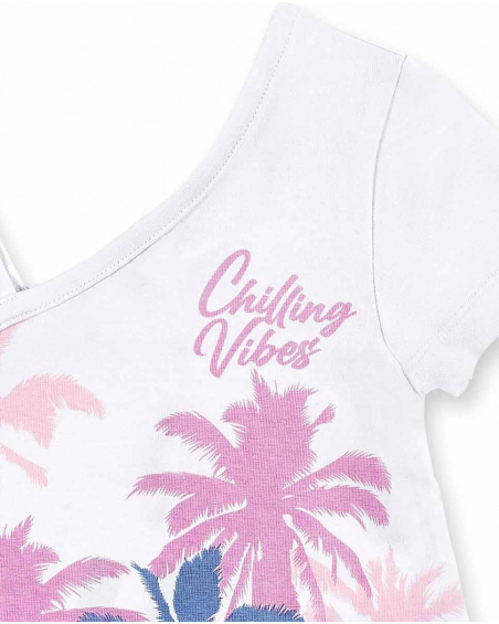 Top en maille blanc fille Collection California Chill