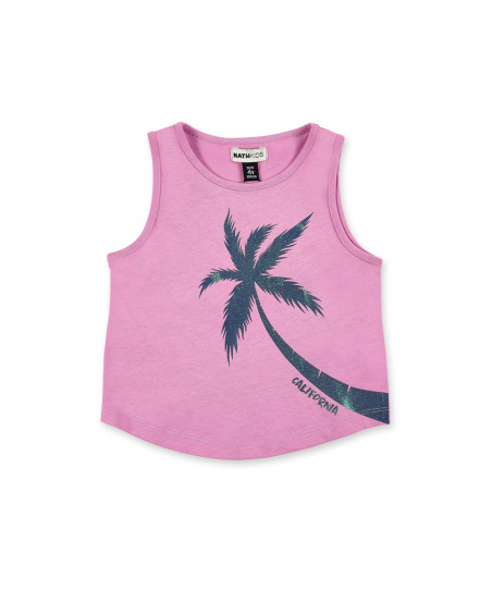 Débardeur en maille rose fille Collection California Chill