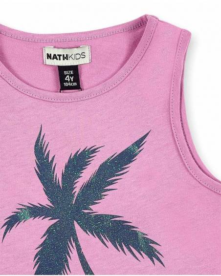 Débardeur en maille rose fille Collection California Chill