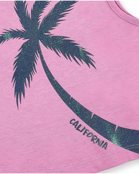 Débardeur en maille rose fille Collection California Chill
