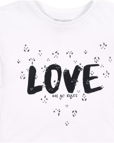 T-shirt fille blanc en maille à volants Collection Ultimate