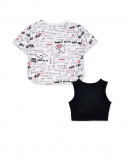 T-shirt fille blanc noir double maille Collection Ultimate City