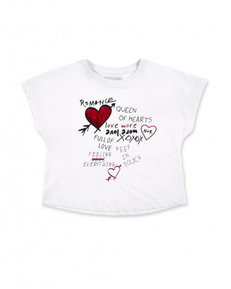 T-shirt fille blanc en maille à messages Collection Ultimate T-shirt fille blanc en maille à messages Collection Ultimate