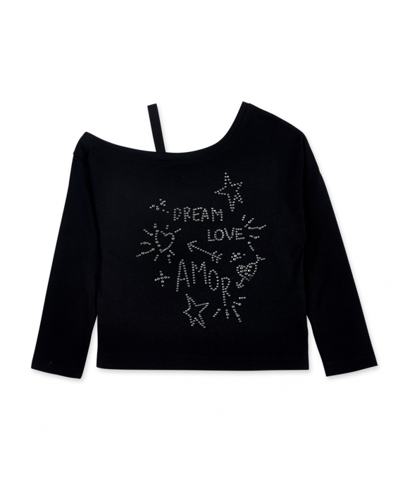 T-shirt fille en maille noir Collection Ultimate City Chic
