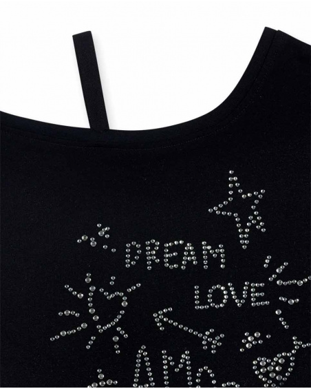 T-shirt fille en maille noir Collection Ultimate City Chic