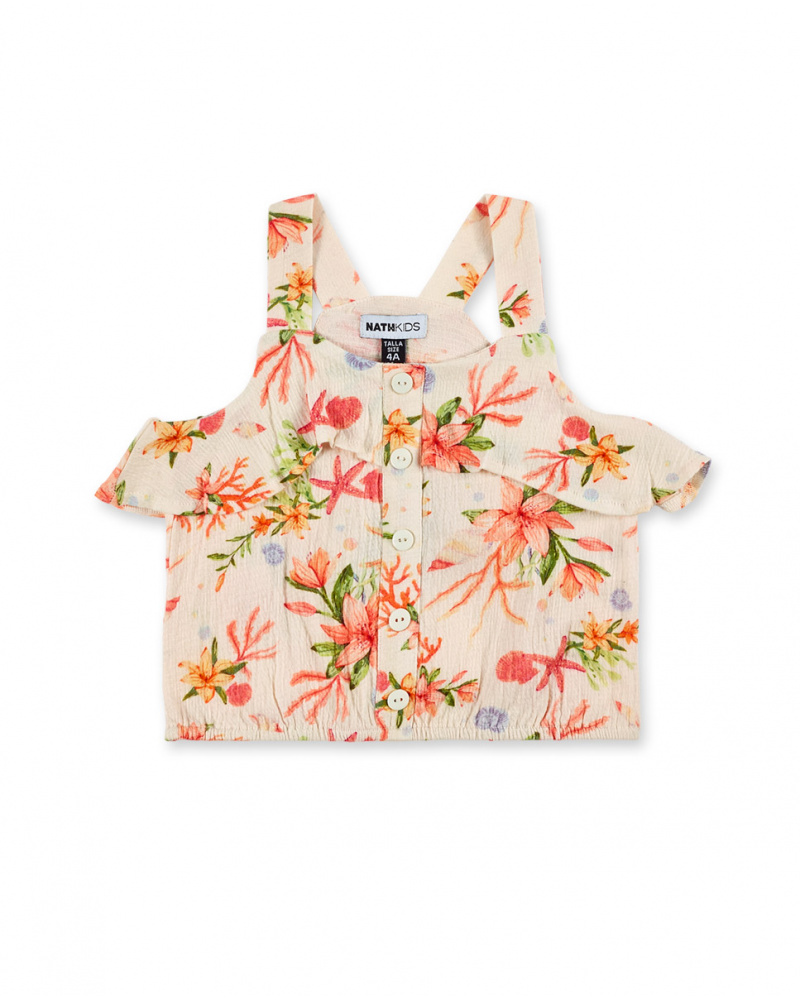 Top en maille beige fille Collection Island Life