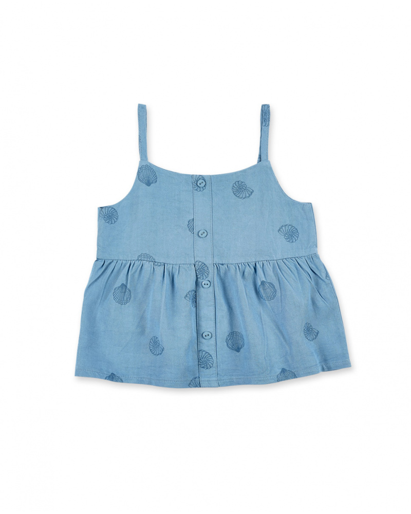 Top maille fille bleu indigo Collection Island Life