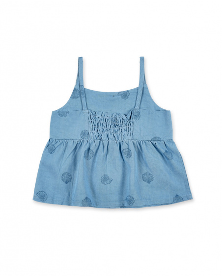 Top maille fille bleu indigo Collection Island Life