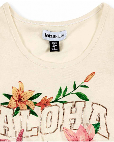 T-shirt fille en maille beige Collection Island Life