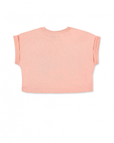 T-shirt fille en maille rose Collection Island Life