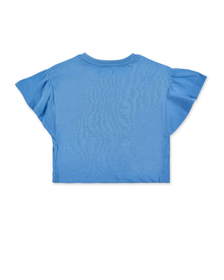 T-shirt fille bleu en maille Collection Carnet De Voyage