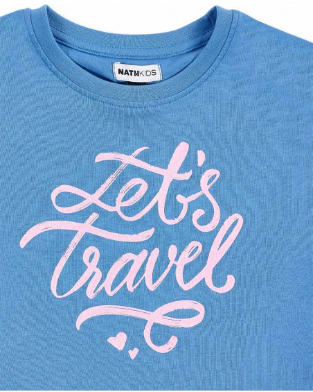 T-shirt fille bleu en maille Collection Carnet De Voyage T-shirt fille bleu en maille Collection Carnet De Voyage
